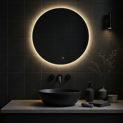 Modern bathroom wellness scene with ETSUMU silicone personal care product